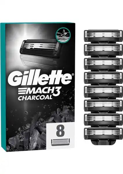 Gillette Mach3 Charcoal Yedek Bıçaklar 8'li Paket, Güçlü ve Tahriş Etmeyen Tıraş Deneyimi