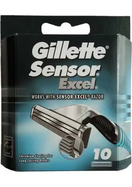 Gillette Sensor Excel Tıraş Bıçağı Yedeği 10'lu, Uzun Ömürlü ve Keskin Performans Sağlayan Ürün
