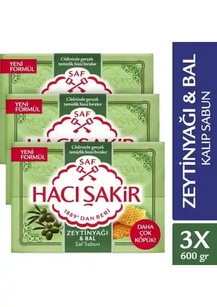 Hacı Şakir Zeytinyağı ve Bal İçeren Saf Kalıp Sabun: Geleneksel ve Doğal Temizlik Ürünü