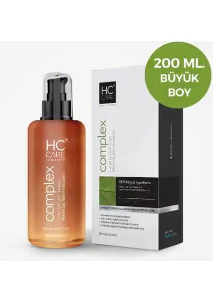 Hc Care Complex Bitkisel Saç Bakım Kompleksi Büyük Boy 200 ml Saç Dökülmesini Azaltır ve Sağlıklı Uzamasını Destekler
