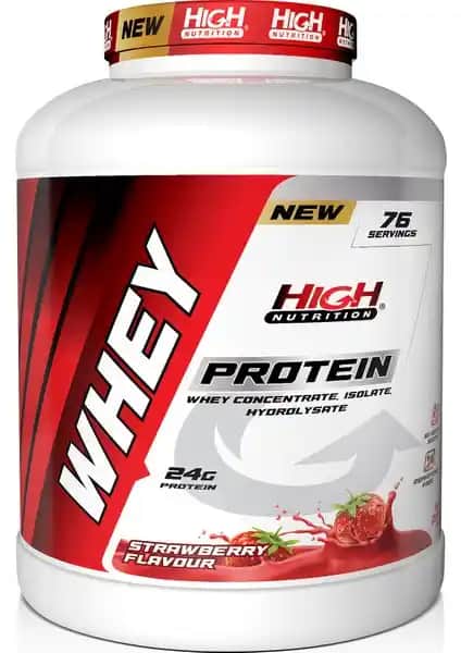 High Whey Protein Tozu 2280 gr Çilek Aromalı Sporcular ve Sağlıklı Yaşam Tutkunları İçin
