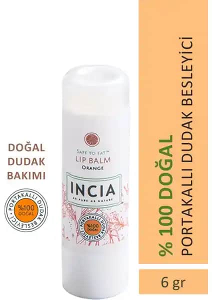 İncía %100 Doğal Dudak Besleyici Portakal Aroması ile Nemlendirme ve Koruma