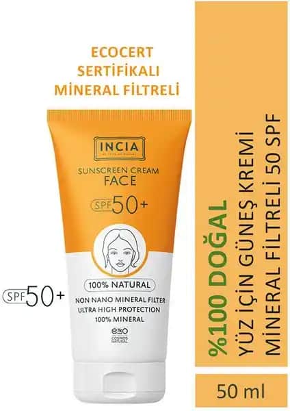 INCIA %100 Doğal Yüz Güneş Kremi: Yüksek Koruma ve Doğallık Sunan Günlük Kullanım Ürünü