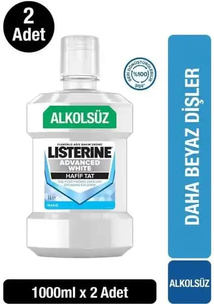 Listerine Advanced White Hafif Tat 1000 ml Çift Paket Ağız Bakım Gargarası Özellikleri