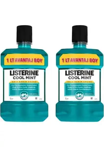 Listerine Cool Mint Ağız Bakım Suyu 1000 ml x 2 Adet ile Günlük Hijyen ve Ferah Nefes Sağlayın