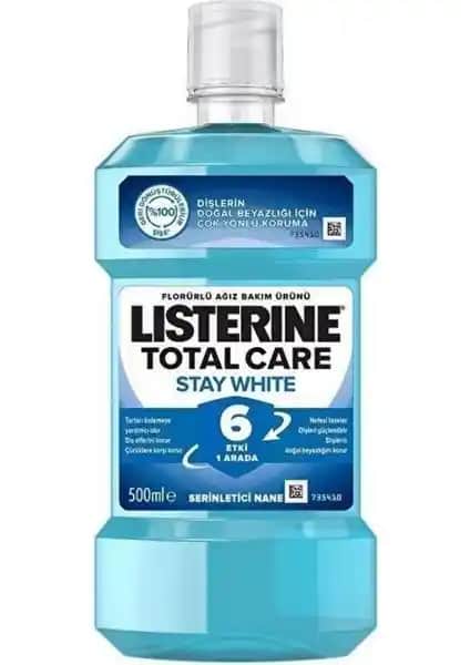 Listerine Stay White Ağız Bakım Suyu 500 ml ile Günlük Ağız Temizliği ve Beyazlatma Çözümü