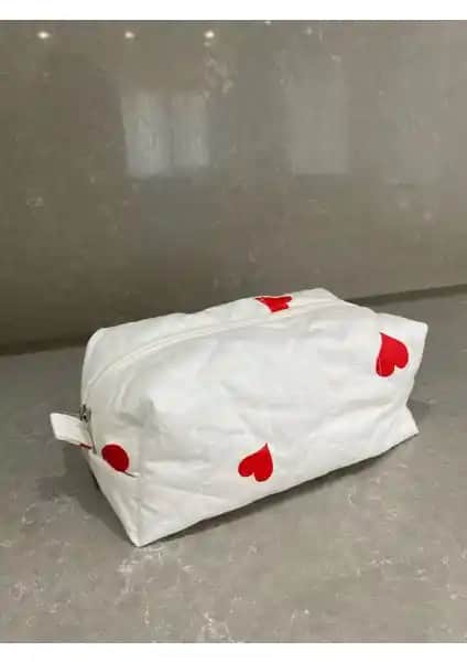 Lusso Tekstil Kalp Model Çok Amaçlı Makyaj Çantası Çevre Dostu ve Şık Tasarım