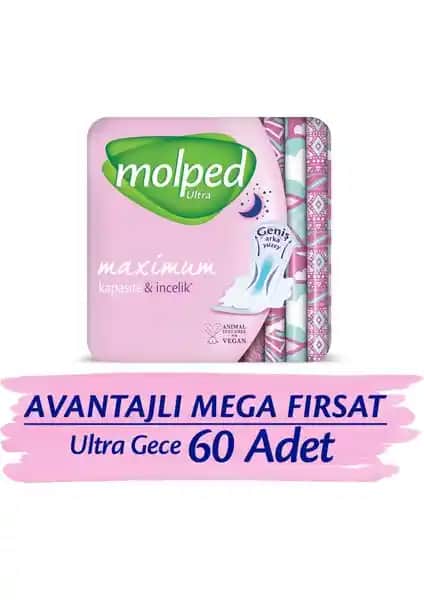 Molped Ultra Hijyenik Ped Gece Avantajlı Mega Paket Günlük ve Gece Kullanımı İçin En İyi Seçenek