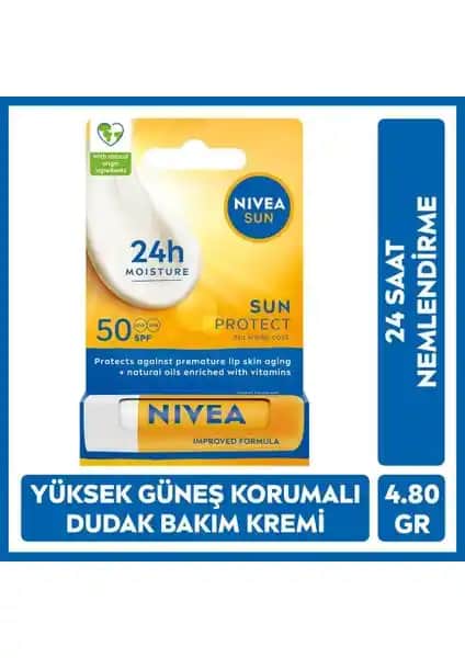 Nivea Sun Yüksek Güneş Koruyucu Dudak Bakım Kremi SPF50 ile Nem ve Koruma Sağlar