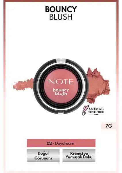 Note Bouncy Blush Daydream Yumuşak Kremsi Allık Doğal ve Kalıcı Güzellik İçin