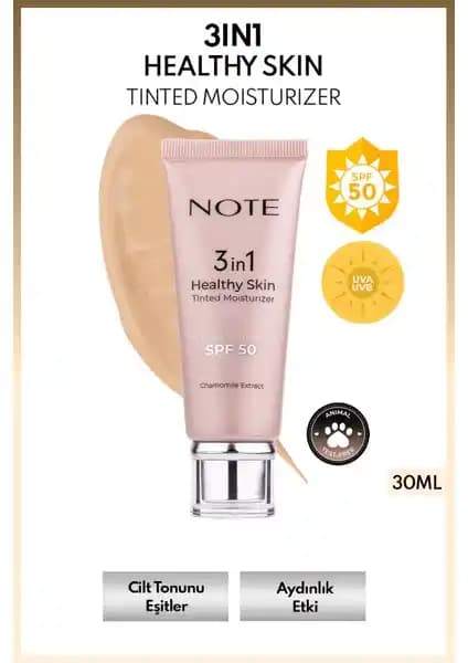 Note Cosmetics 3'ü Bir Arada Nemlendirici SPF 50+ Güneş Koruyucu ve Cilt Bakım Kremi
