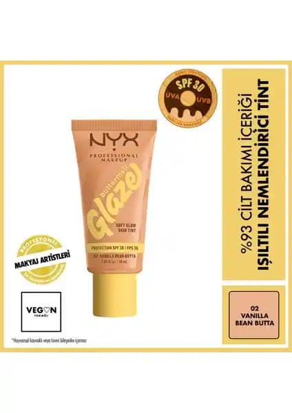 NYX Buttermelt Glaze Işıltılı Nemlendirici Tint Cilt Sağlığı ve Doğal Parlaklık İçin