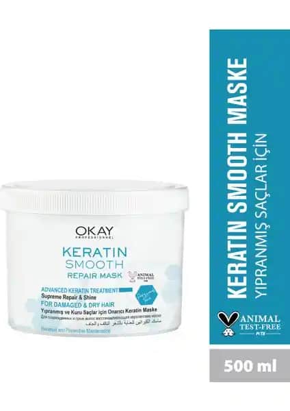 Okay Keratin Smooth Onarıcı Saç Maskesi ile Saçlarınızda Yumuşaklık ve Parlaklık Sağlayın