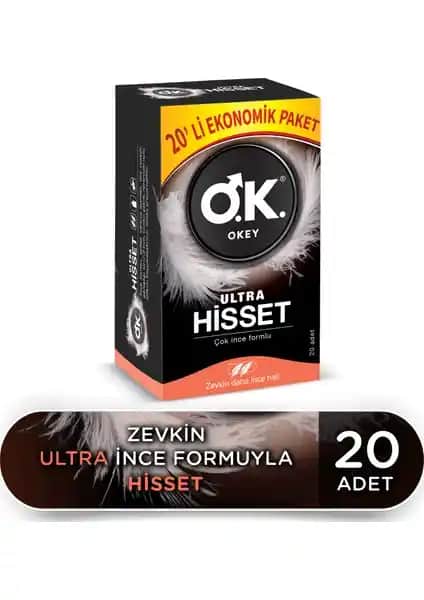 Okey Ultra Hisset 20'li Ekonomik Prezervatif İncelik ve Güvenlik Bir arada