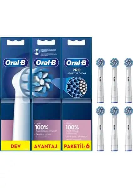 Oral-B Sensitive Şarjlı Diş Fırçası Yedek Başlıkları 6’lı Paketle Hassas Dişler İçin Temizlik