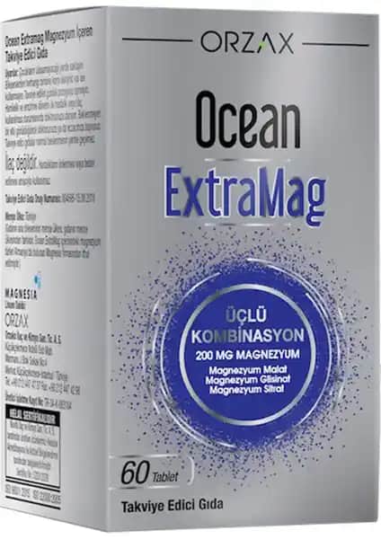 Orzax Ocean ExtraMag Üçlü Magnezyum Takviyesi: Kas, Kemik ve Stres Desteği Sağlayan Formül