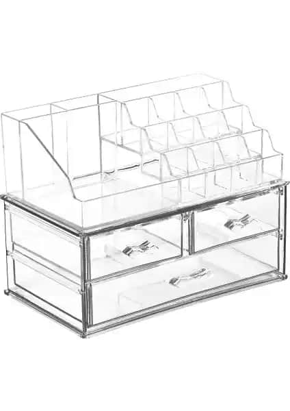 Plastart Ikili Makyaj Organizer: Geniş Kapasite ve Çok Katmanlı Depolama Çözümü