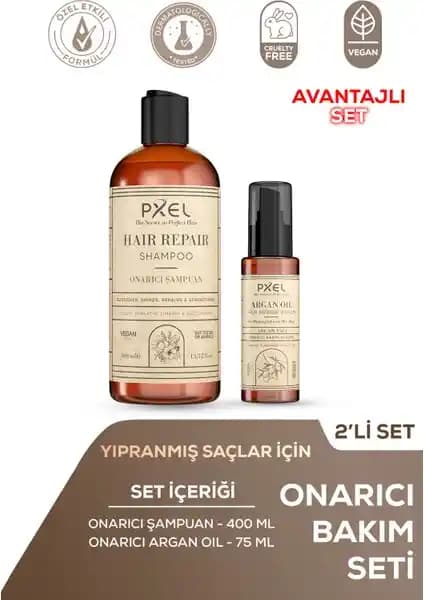 Pxel Onarıcı Şampuan ve Argan Serum Seti: Saçlarınız İçin Doğal ve Güçlendirici Bakım Çözümü