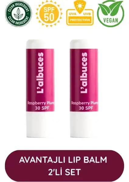 Raspberry 30 SPF Plump Lip Balm İkili Set Dudaklara Koruma ve Dolgunluk Sağlar