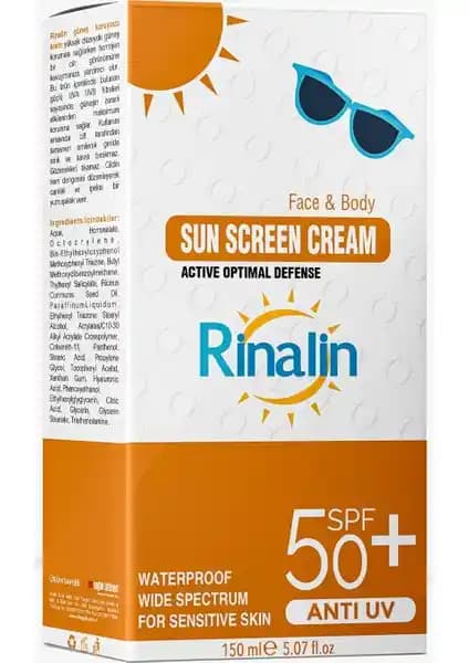 Rinalin Güneş Kremi +50 SPF 150ml: Yüksek Koruma ve Günlük Cilt Bakımı İçin Uygun