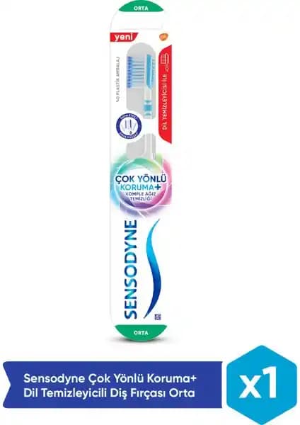 Sensodyne Çok Yönlü Koruma ve Dil Temizleyicili Diş Fırçası Orta Sertlik Güçlü Ağız Hijyeni İçin