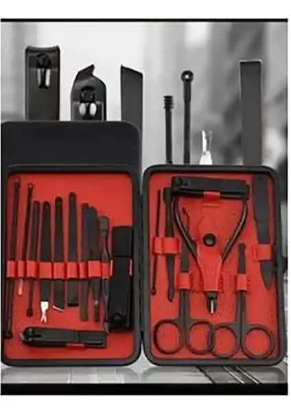 Sildne Deri Çantalı Siyah 17 Parça Manikür Seti: Şık ve Fonksiyonel Bakım Çözümü