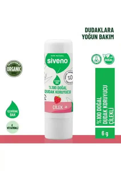 Siveno %100 Doğal Dudak Koruyucu Çilek Lip Balm ile sağlıklı ve parlak dudaklar