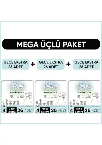 Sleepy Bio Natural Premium Plus Hijyenik Ped Günlük ve Gece Kullanımı için Güvenilir Koruma