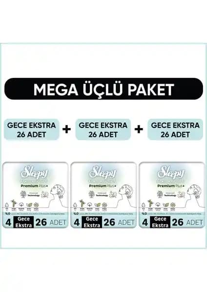 Sleepy Bio Natural Premium Plus Hijyenik Ped Günlük ve Gece Kullanımı için Güvenilir Koruma