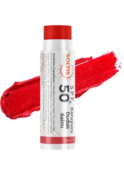 Soltis Renkli Dudak Nemlendiricisi SPF50+ Çilek: Güneş Koruma ve Doğal Renkli Dudak Bakımı