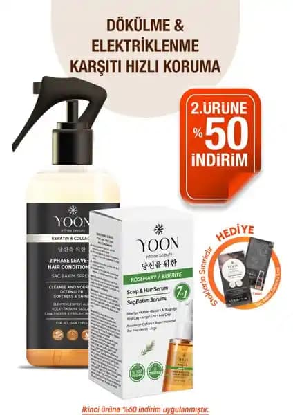 Yoon 2'li Vegan Saç Bakım Seti: Doğal Güç ve Sağlıklı Saç Uzaması Destekleri