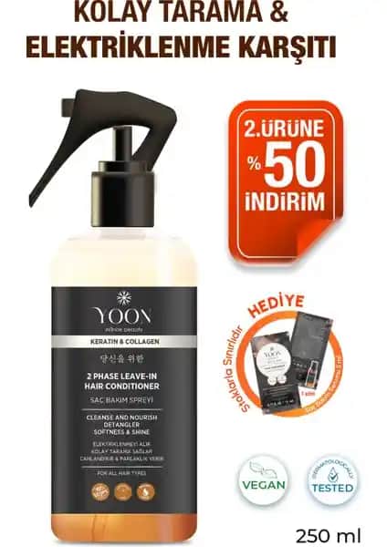 Yoon Vegan Saç Spreyi: Kolajen ve Keratin İçeren Onarıcı ve Elektriklenme Karşıtı Çözüm