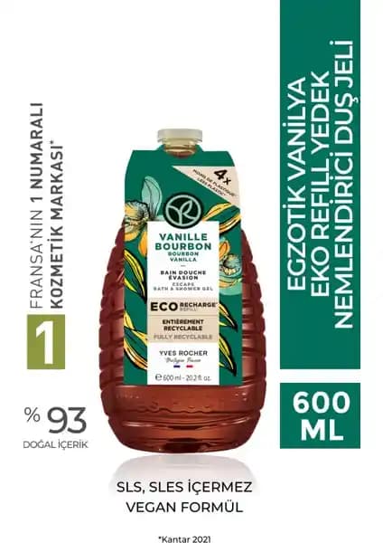 Yves Rocher Nemlendirici Eko Refill Duş Jeli Vanilya Aroması Çevre Dostu Sürdürülebilirlik