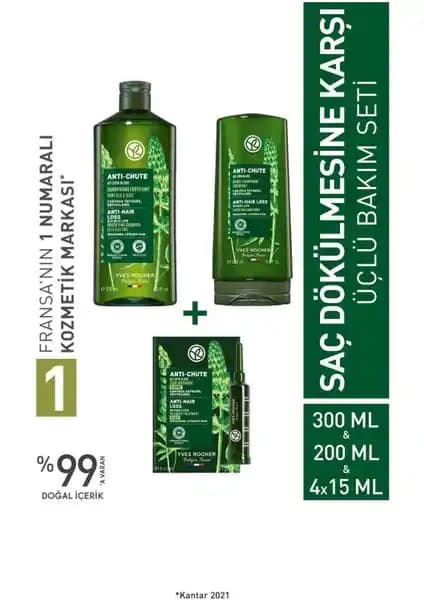 Yves Rocher Saç Dökülmesine Karşı 3'lü Bakım Seti: Doğal ve Etik Saç Güçlendirme Çözümü