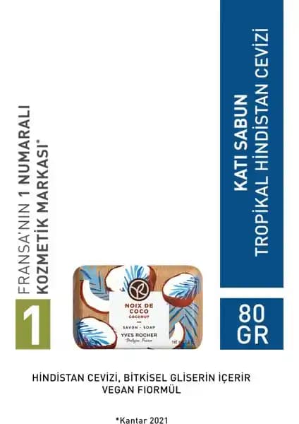 Yves Rocher Tropikal Hindistan Cevizi Katı Sabun - Doğal ve Hassas Ciltlere Uygun Temizlik Alternatifi