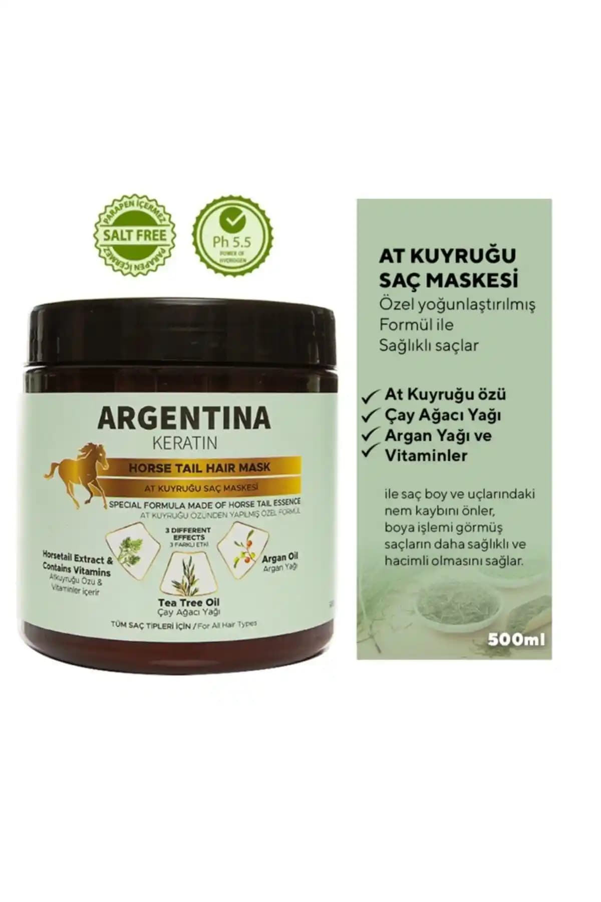 Argentına Keratin At Kuyruğu Argan Yağlı Saç Maskesi Doğal ve Güçlü Saç Bakımı 80 Characters