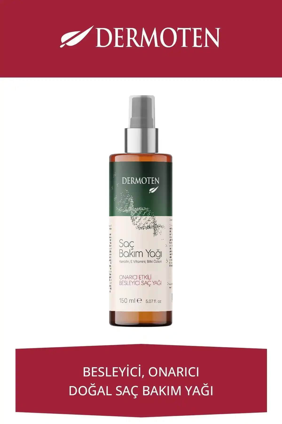 Dermoten Saç Bakım Yağı Keratin ve E Vitamini ile Saç Sağlığını Güçlendirir