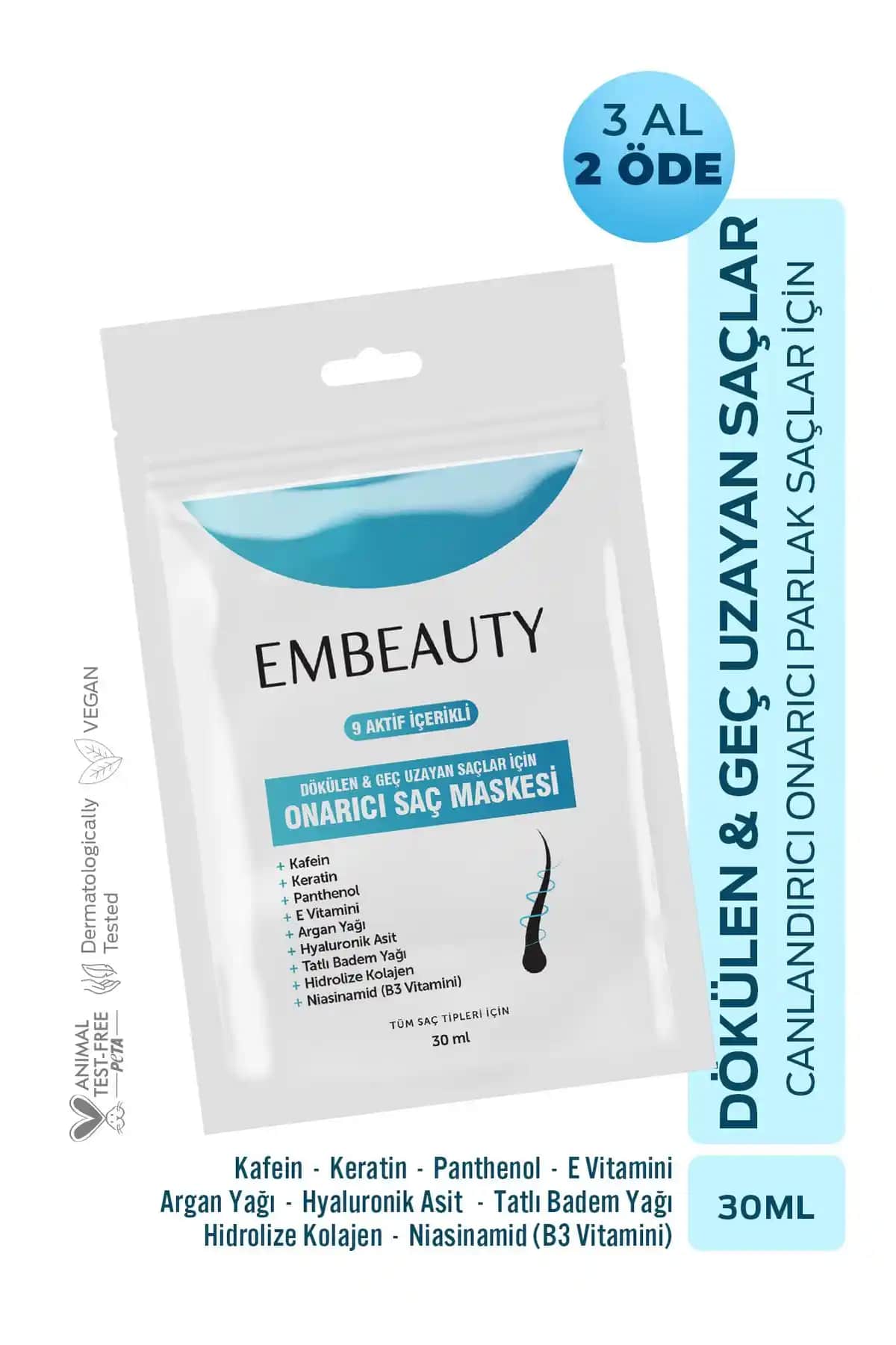 Embeauty 9 Aktifli Saç Maskesi Yıpranmış ve Dökülen Saçlar İçin Güçlendirici Bakım