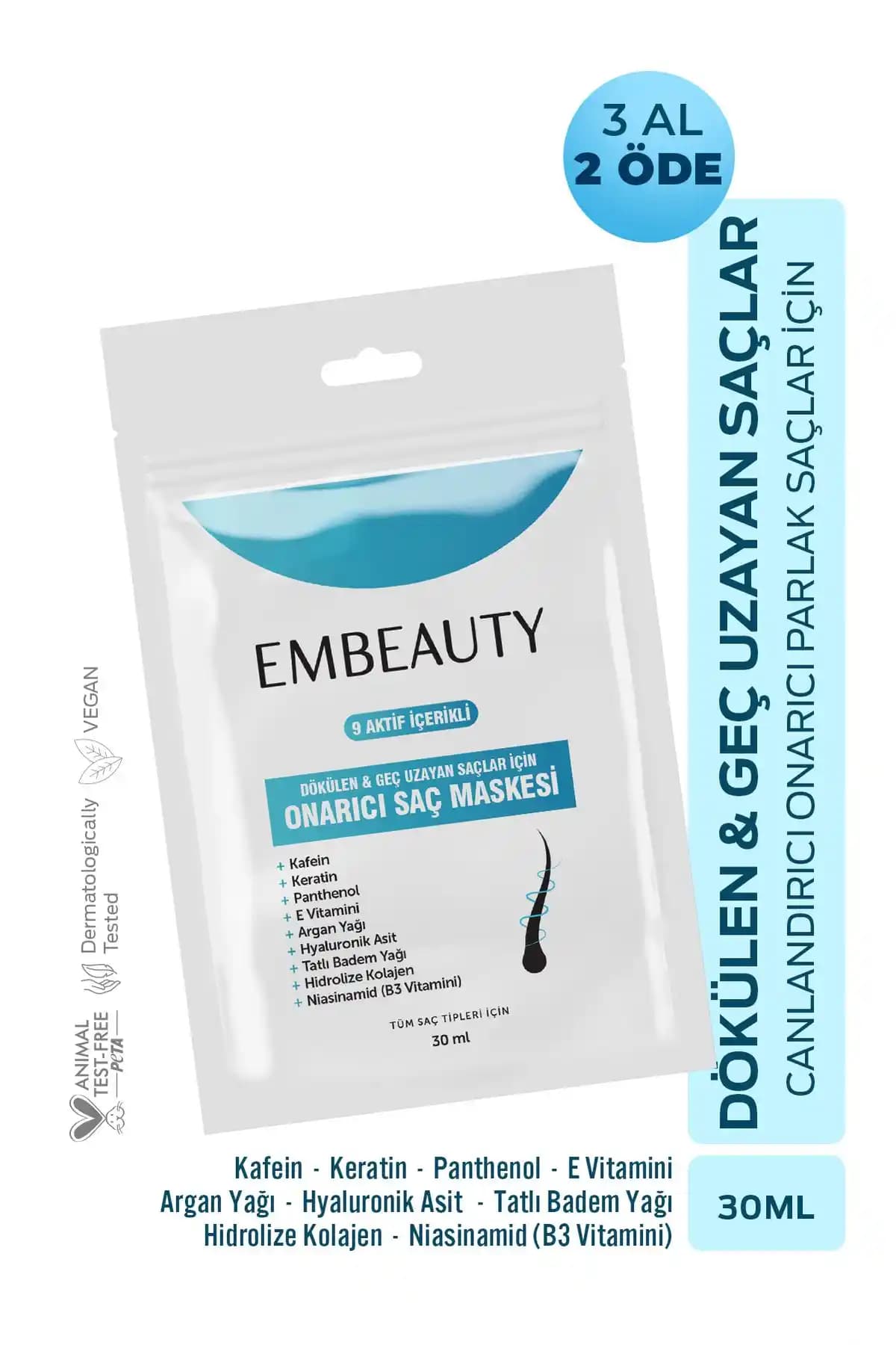 Embeauty 9 Aktifli Saç Maskesi Yıpranmış ve Dökülen Saçlar İçin Güçlendirici Bakım