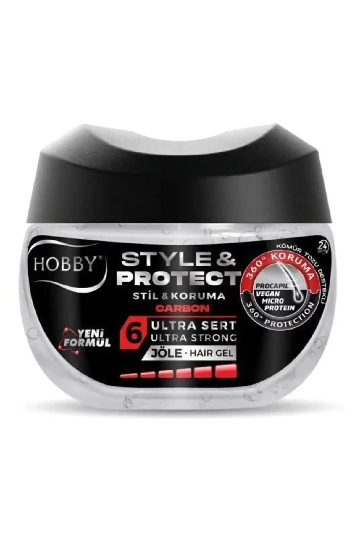 Hobby Saç Jölesi Style Protect Carbon Ultra Sert 400 ml - Güçlü ve Kalıcı Saç Şekillendirme