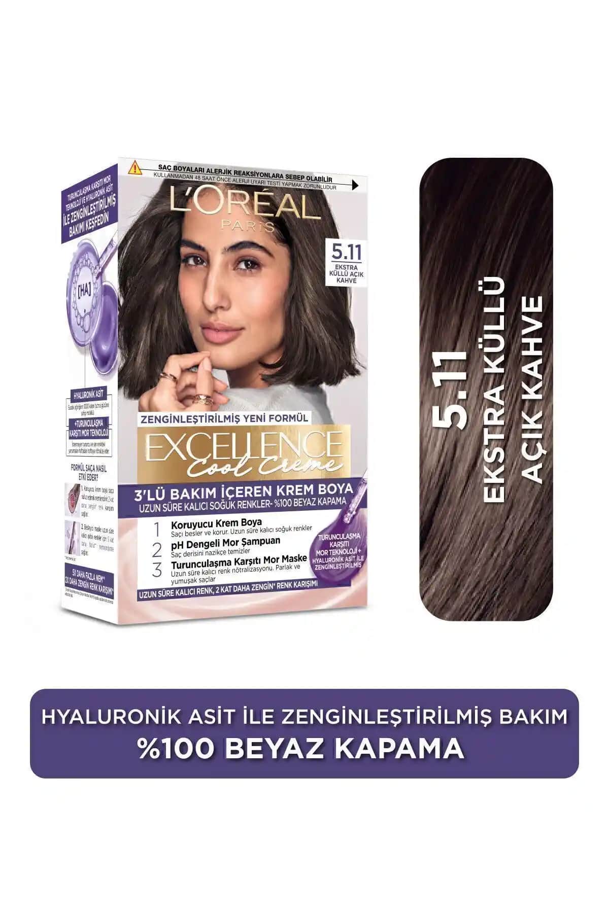 L'Oreal Paris Excellence Cool Creme Saç Boyası 5.11 Ekstra Küllü Açık Kahve Özellikleri ve Kullanımı