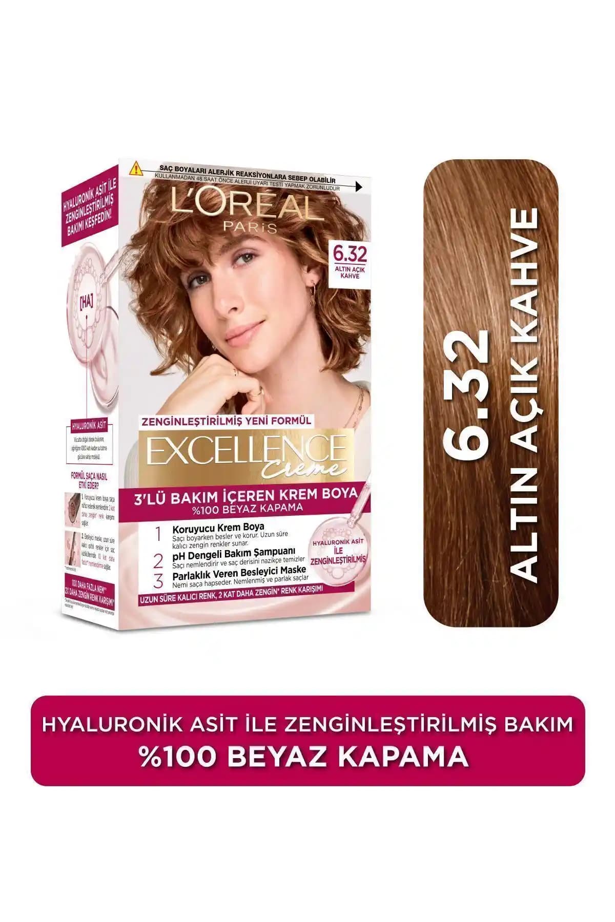 L'Oreal Paris Excellence Creme 6.32 Altın Açık Kahve Saç Boyası Detaylı İnceleme ve Kullanıcı Yorumları