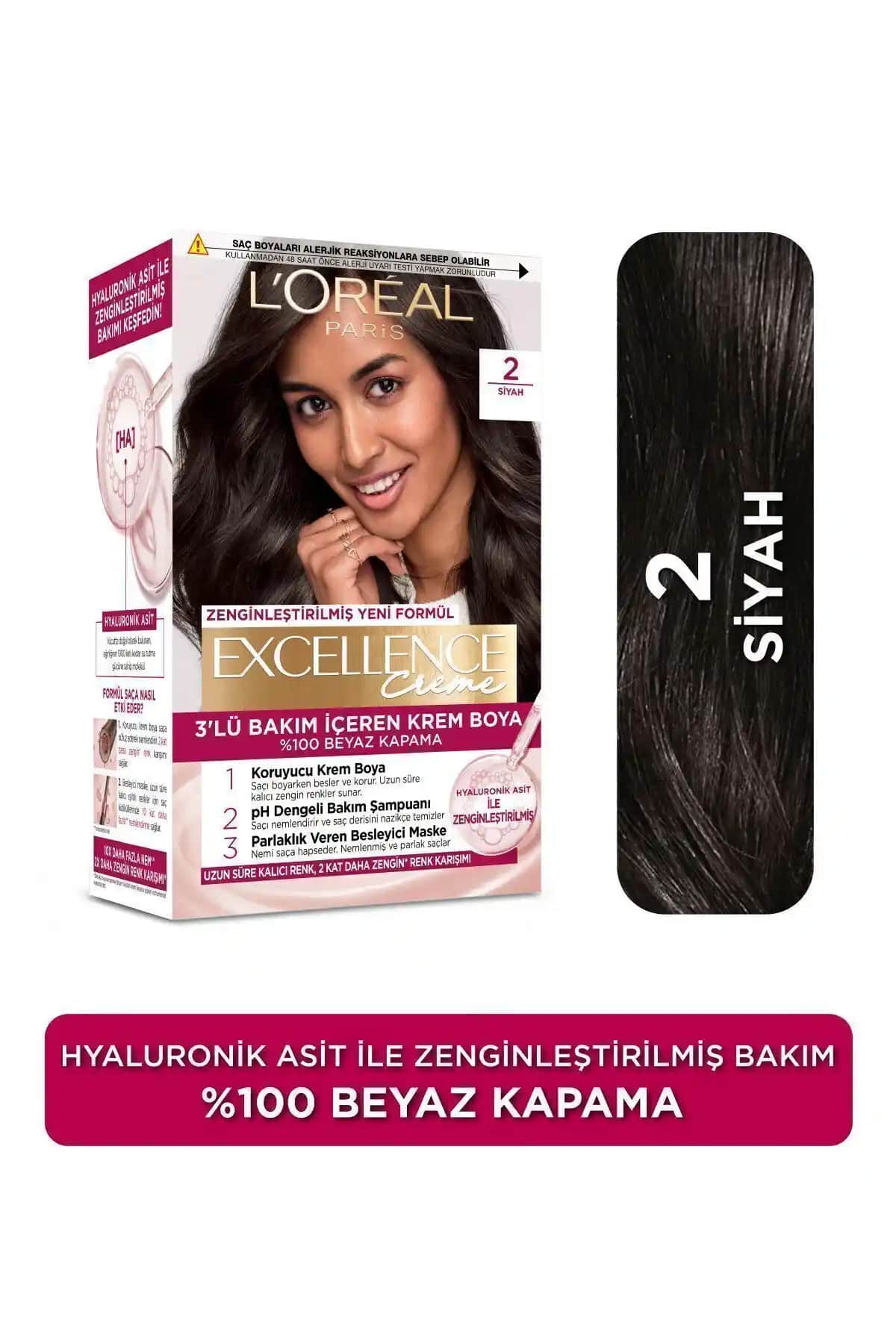 L'Oreal Paris Excellence Creme Siyah Saç Boyası Kalıcılık ve Doğallık Sunar