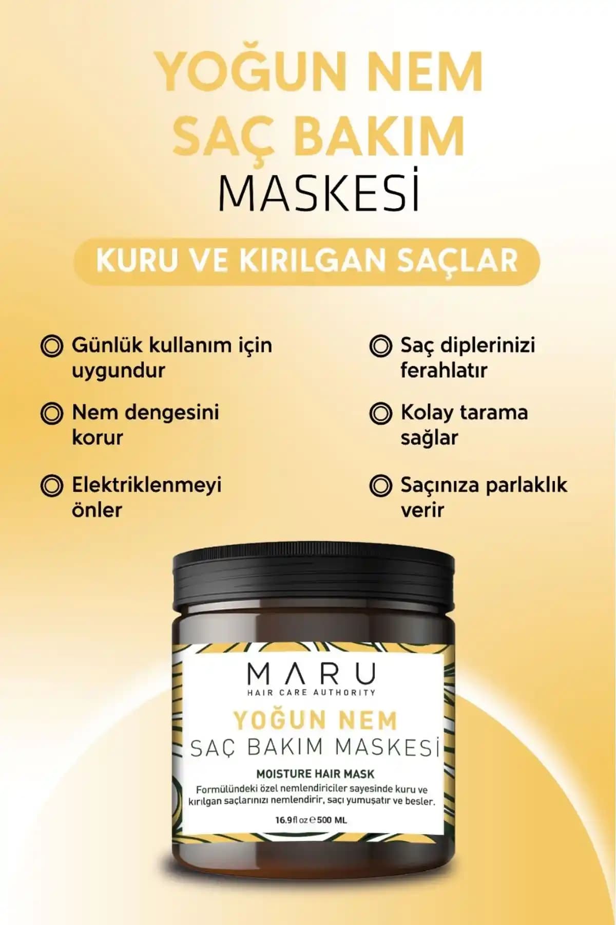 Maru Keratin ve Biotin İçeren Saç Maskesi ile Kuru ve Yıpranmış Saçlar İçin Güçlendirme ve Onarım