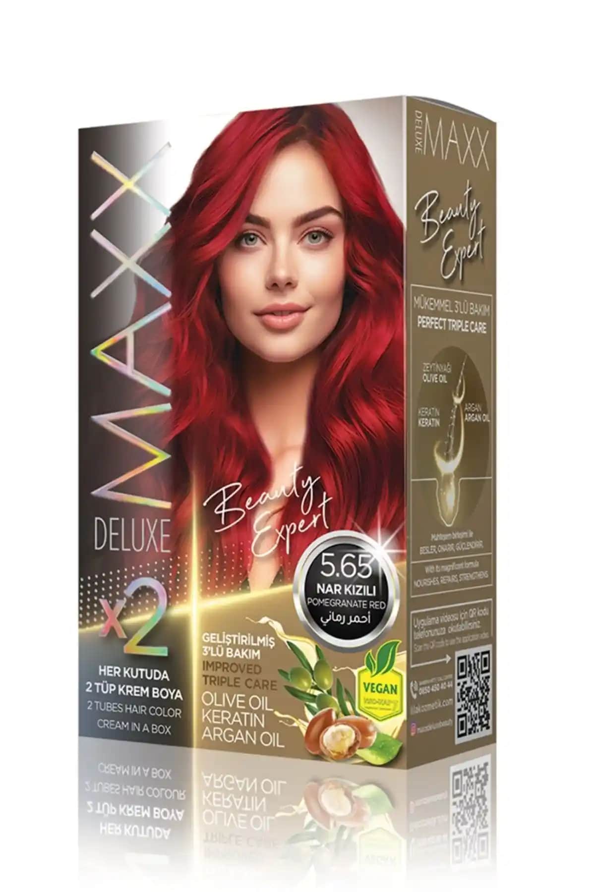 MAXX DELUXE Beauty Expert 5.65 Nar Kızılı Set Boya: Kalıcı ve Bakımlı Saçlar İçin Uygun