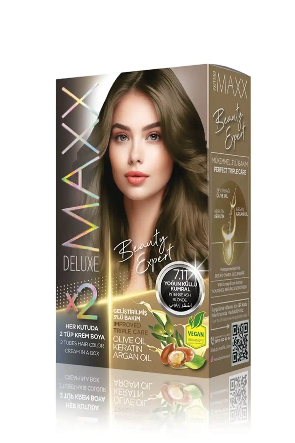 MAXX DELUXE Beauty Expert 7.11 Yoğun Küllü Kumral Set Boya ile Sağlıklı ve Kalıcı Saç Renkleri