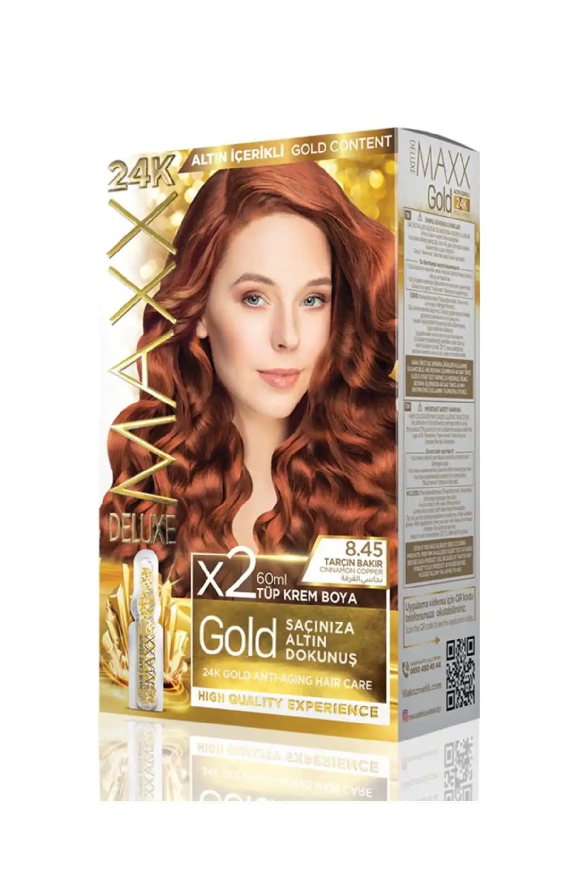 MAXX DELUXE Golden 8.45 Tarçın Bakır Saç Boyası: Yüksek Kalıcılık ve Parlaklık Sağlayan Ürün