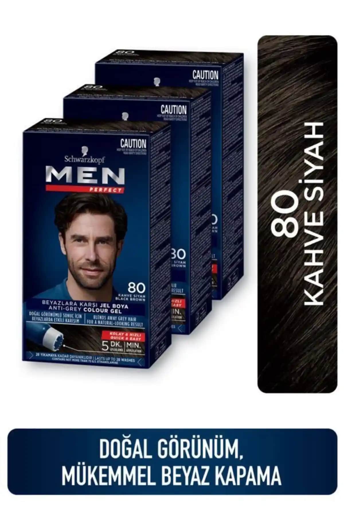 Men Perfect Saç Boyası 80 Kahve Siyah - Uzun Süre Kalıcı ve Doğal Görünüm Sağlar