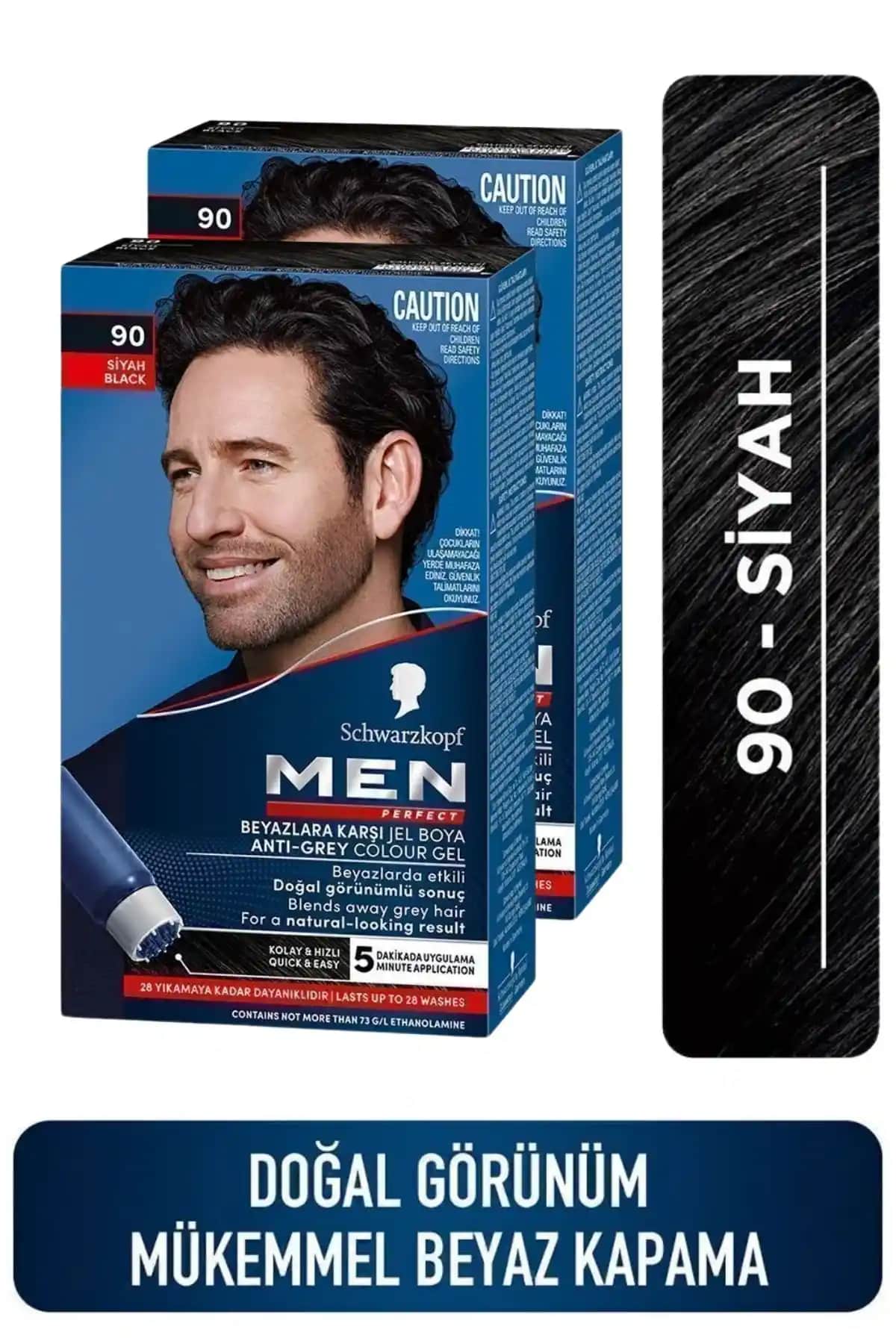 Men Perfect Schwarzkopf Siyah Saç Boyası 90 Yarı Kalıcı ve Kolay Kullanımlı Ürün
