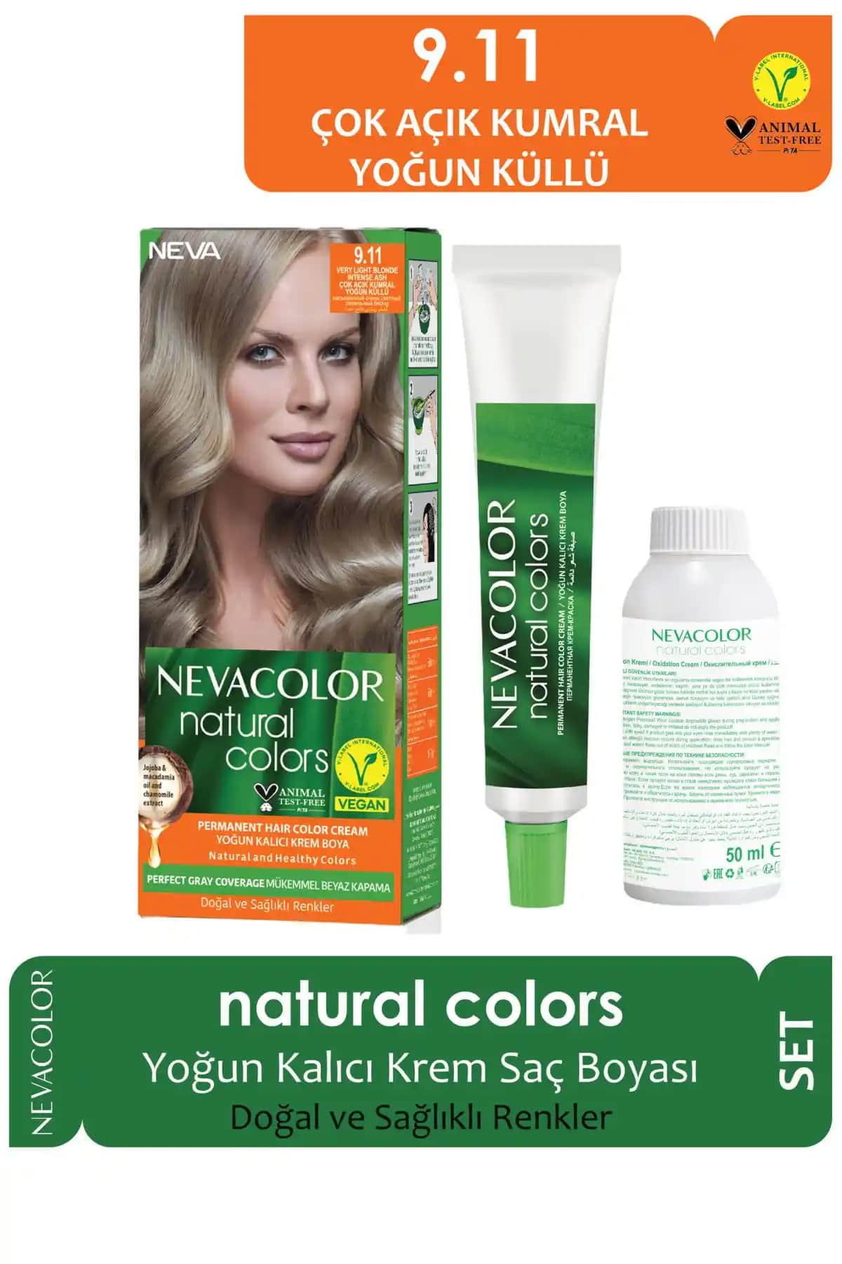 Neva Color 9.11 Çok Açık Kumral Yoğun Küllü Saç Boyası Seti Profesyonel Sonuçlar İçin En İyi Tercih